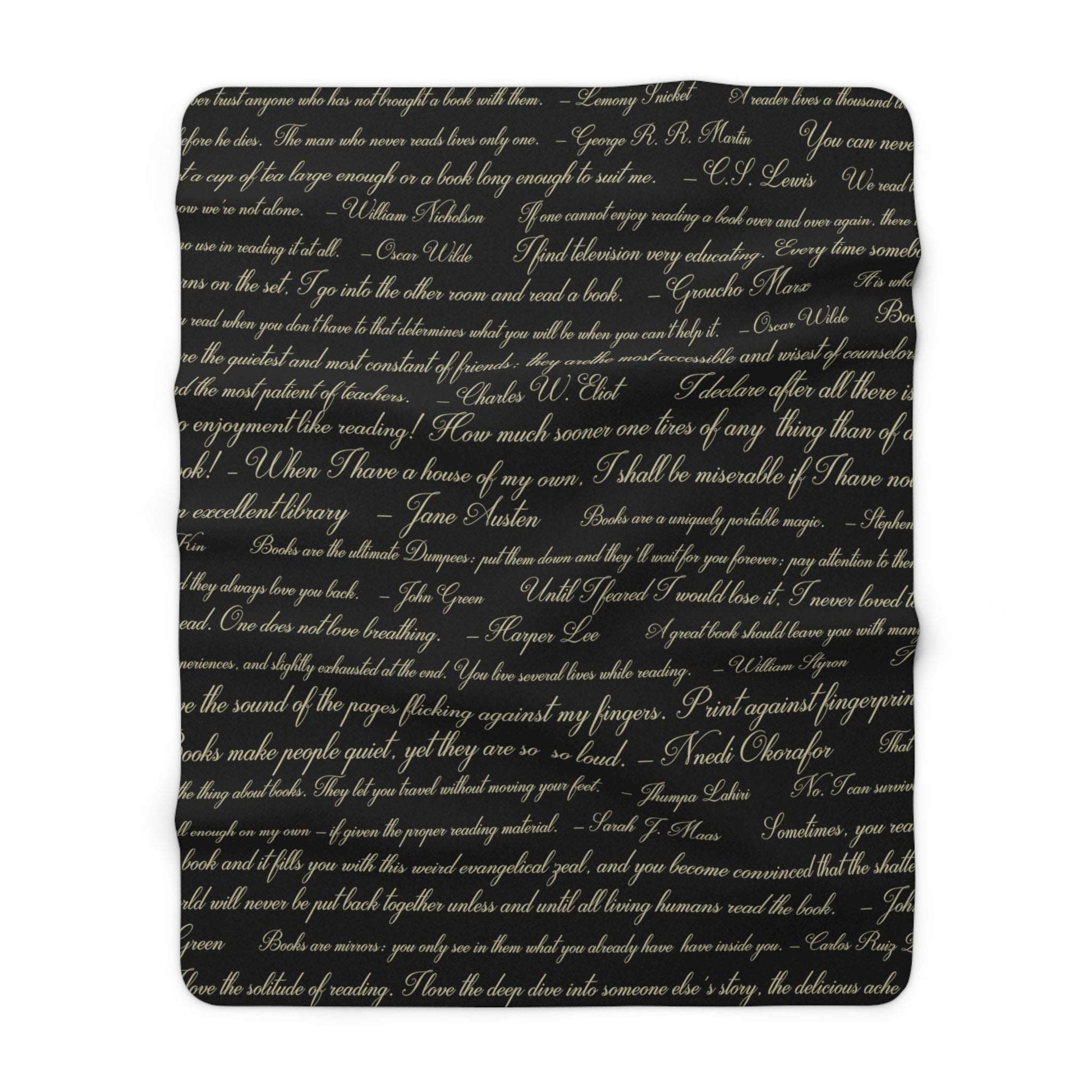 Reading Quotes Sherpa Fleece Blanket - Black