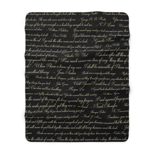 Reading Quotes Sherpa Fleece Blanket - Black