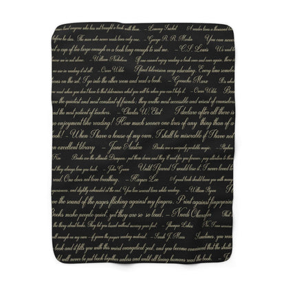 Reading Quotes Sherpa Fleece Blanket - Black