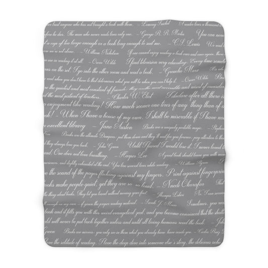 Reading Quotes Sherpa Fleece Blanket - Grey