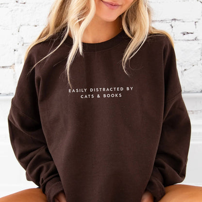 Easily Distracted by Cats and Books Sweatshirt