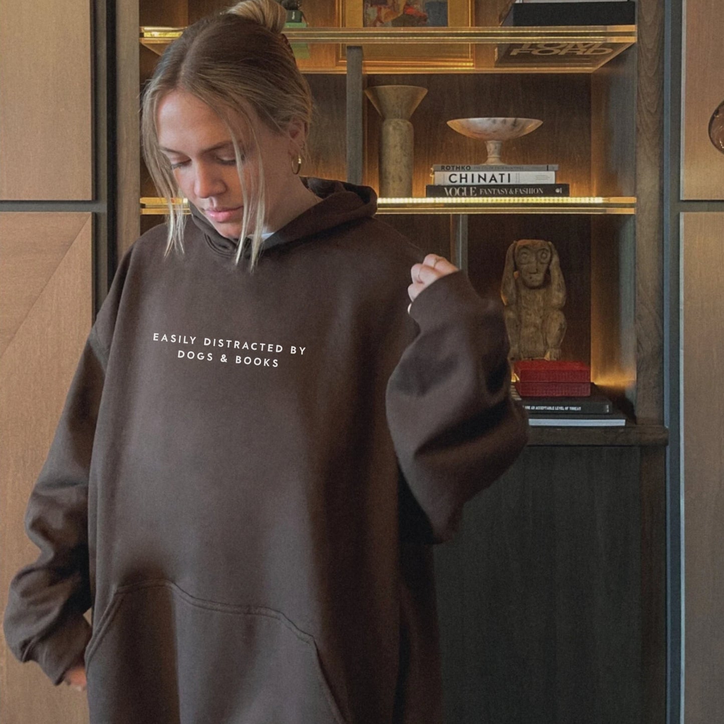 Easily Distracted by Dogs and Books Hoodie