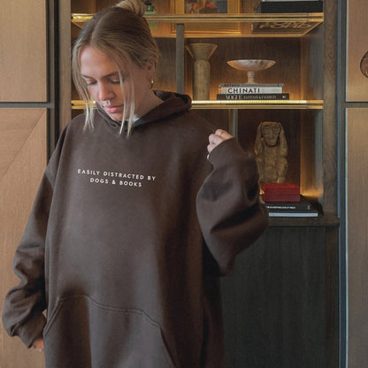 Easily Distracted by Dogs and Books Hoodie