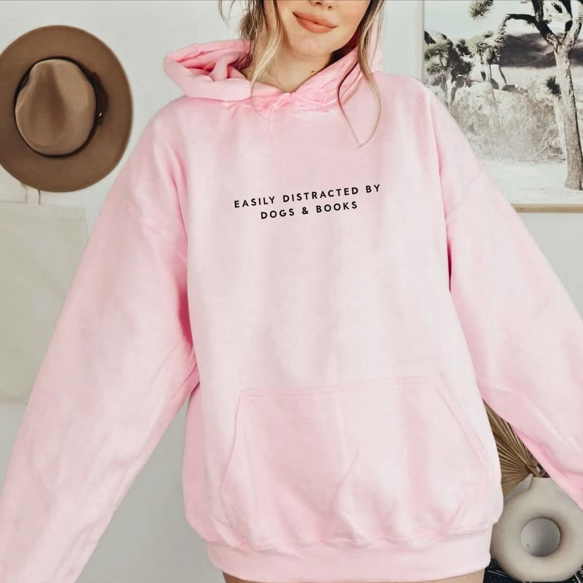 Easily Distracted by Dogs and Books Hoodie