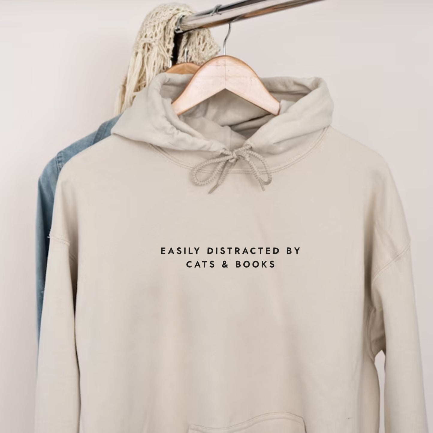 Easily Distracted by Cats and Books Hoodie