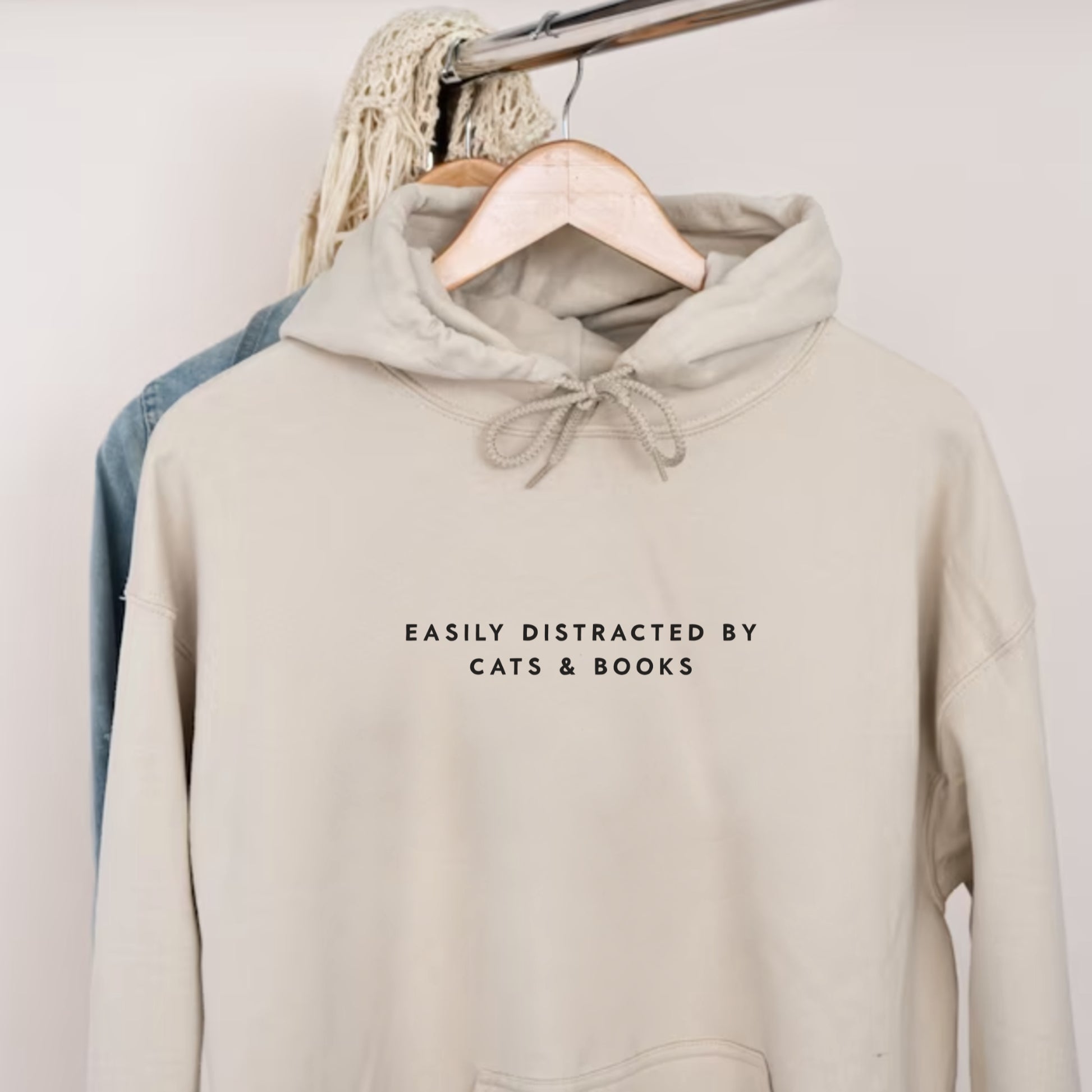 Easily Distracted by Cats and Books Hoodie