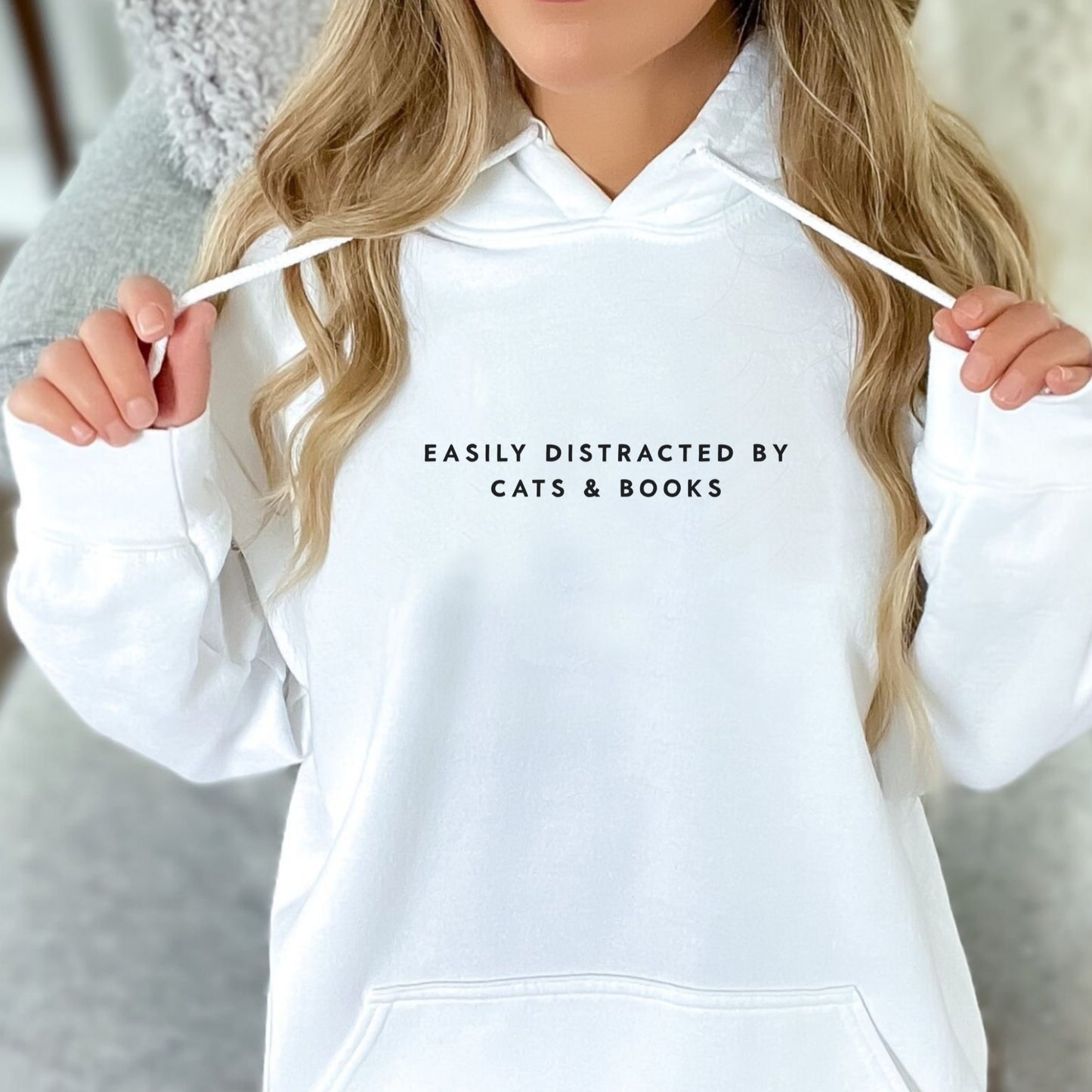 Easily Distracted by Cats and Books Hoodie