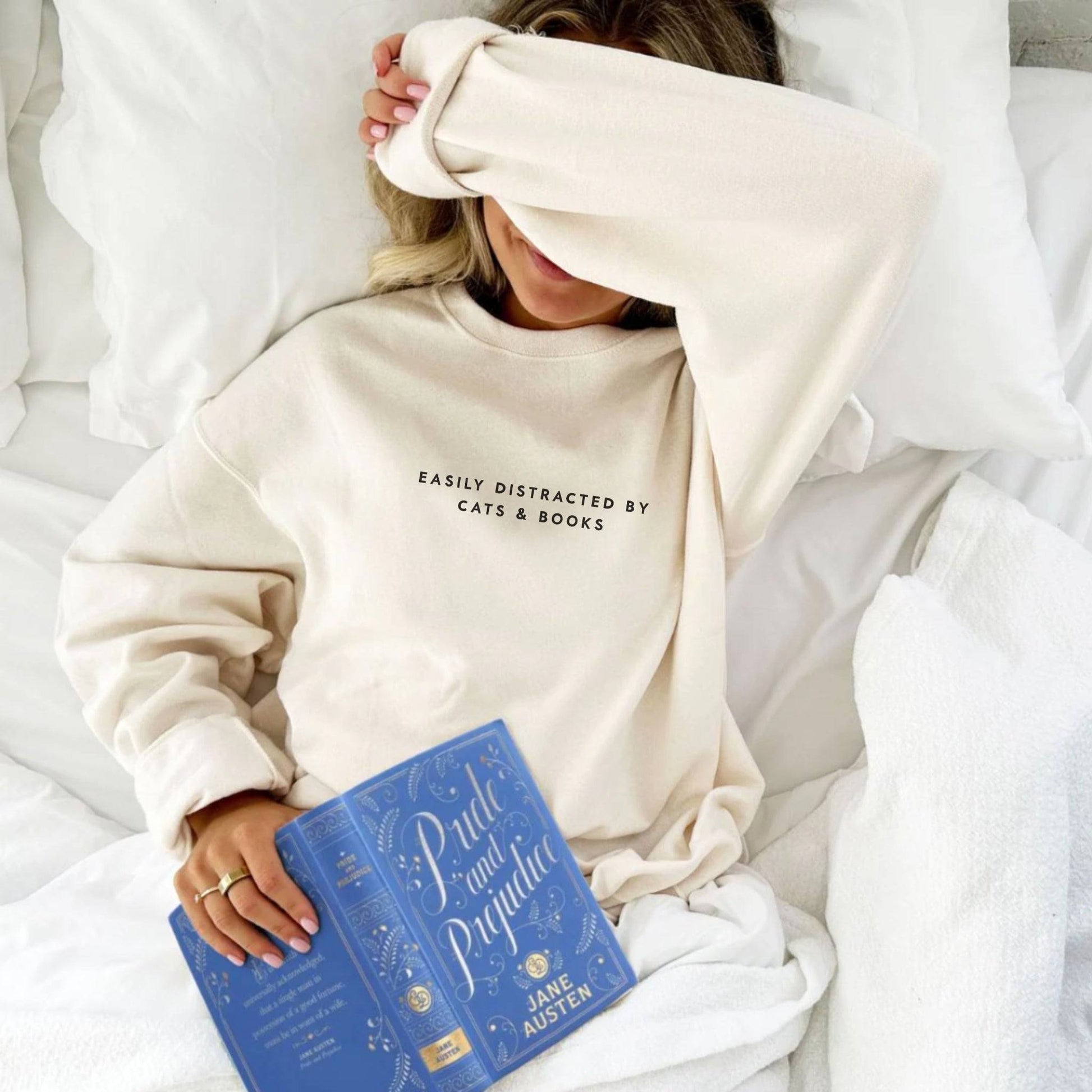 Easily Distracted by Cats and Books Sweatshirt