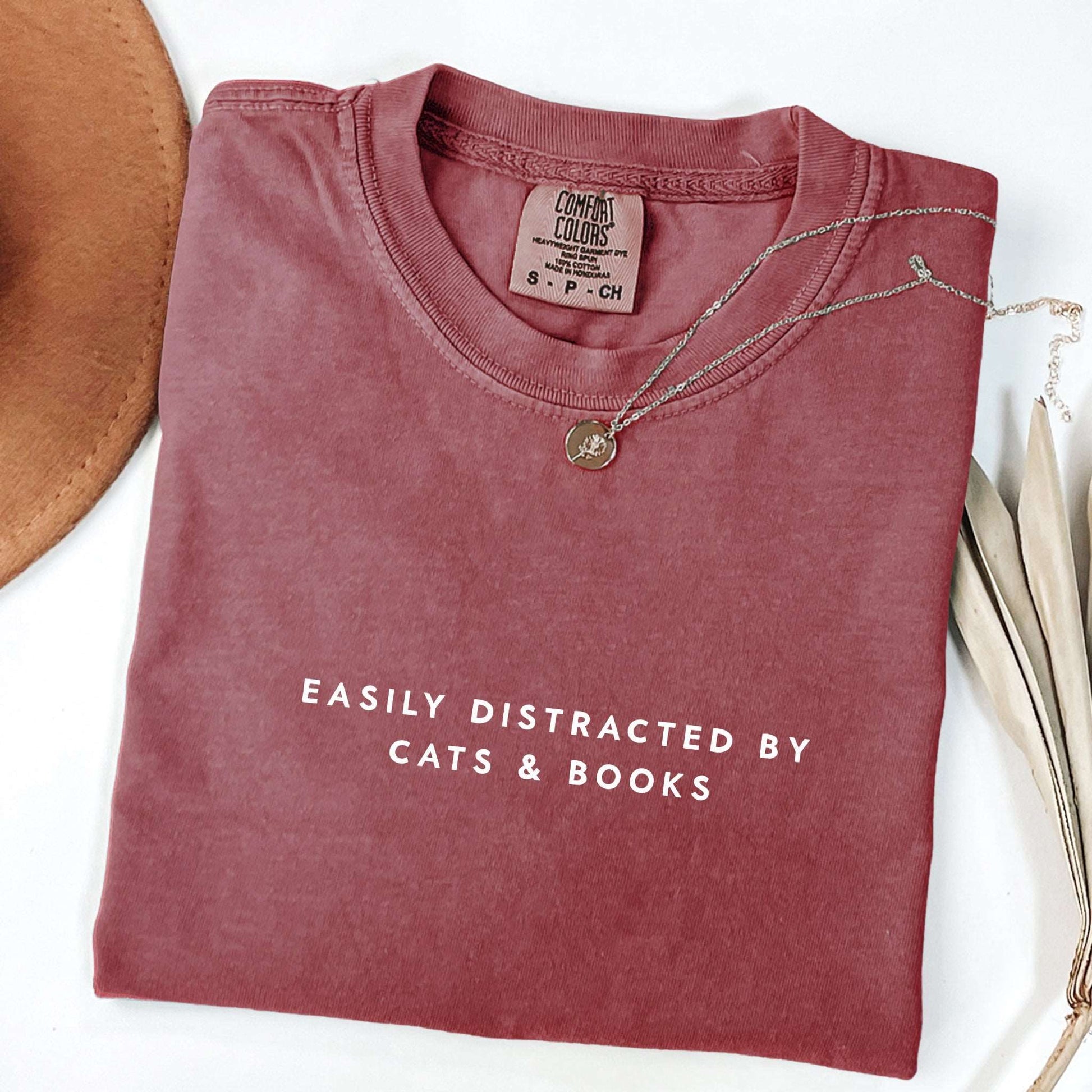 Easily Distracted by Cats and Books T-shirt