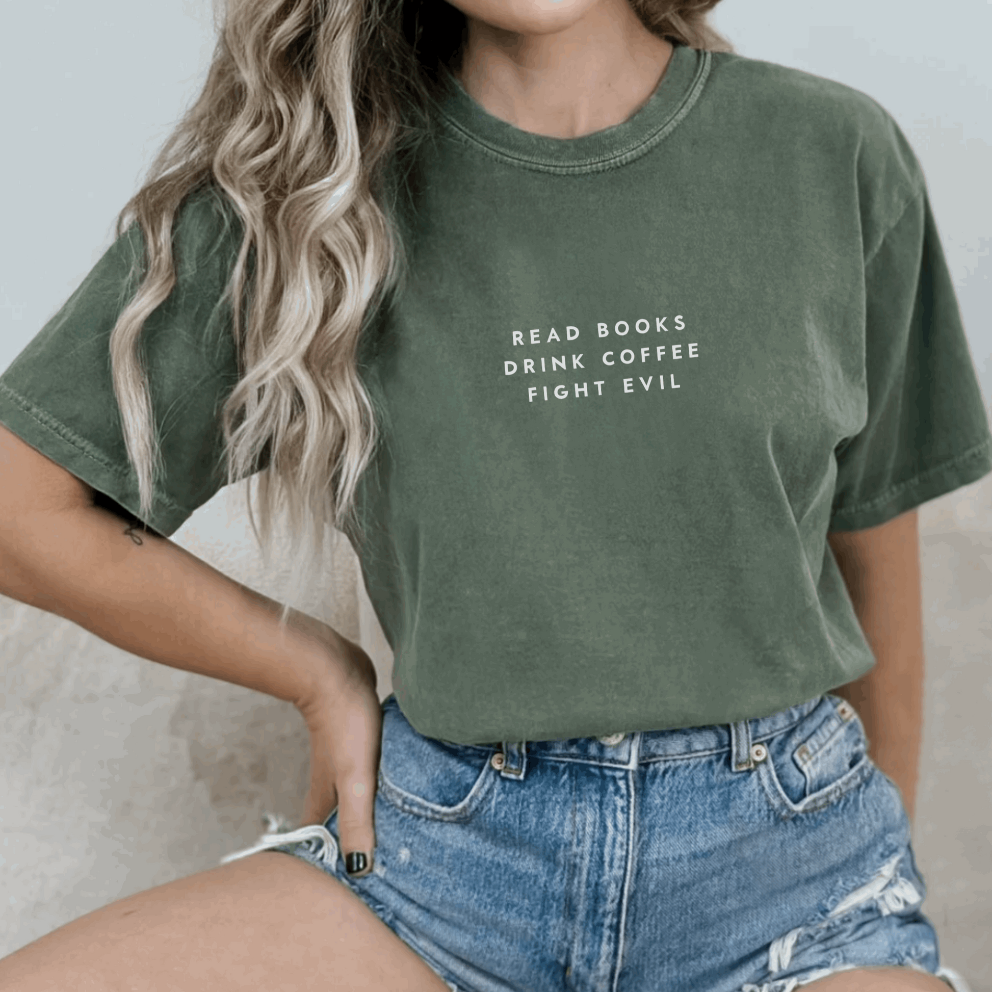 Read Books Drink Coffee Fight Evil T-shirt