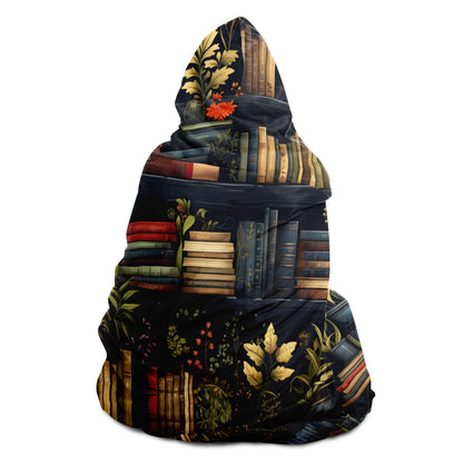 Bookshelf and Plants Hooded Blanket